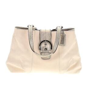 Coach Soho Cream Leather‎ East West Tote Shoulder Bag Gold Trim